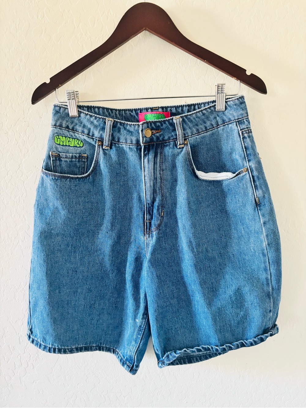 Empyre Tori Y2K Baggy Denim Jean Shorts Size 6 Blue Wide Leg Skater Streetwear